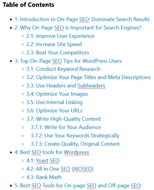 On-Page Seo: Dominate Search Results 3 on-page seo - heading and subheading example