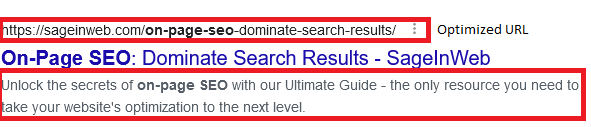 On-Page Seo: Dominate Search Results 4 on-page seo-optimized url-sageinweb.com